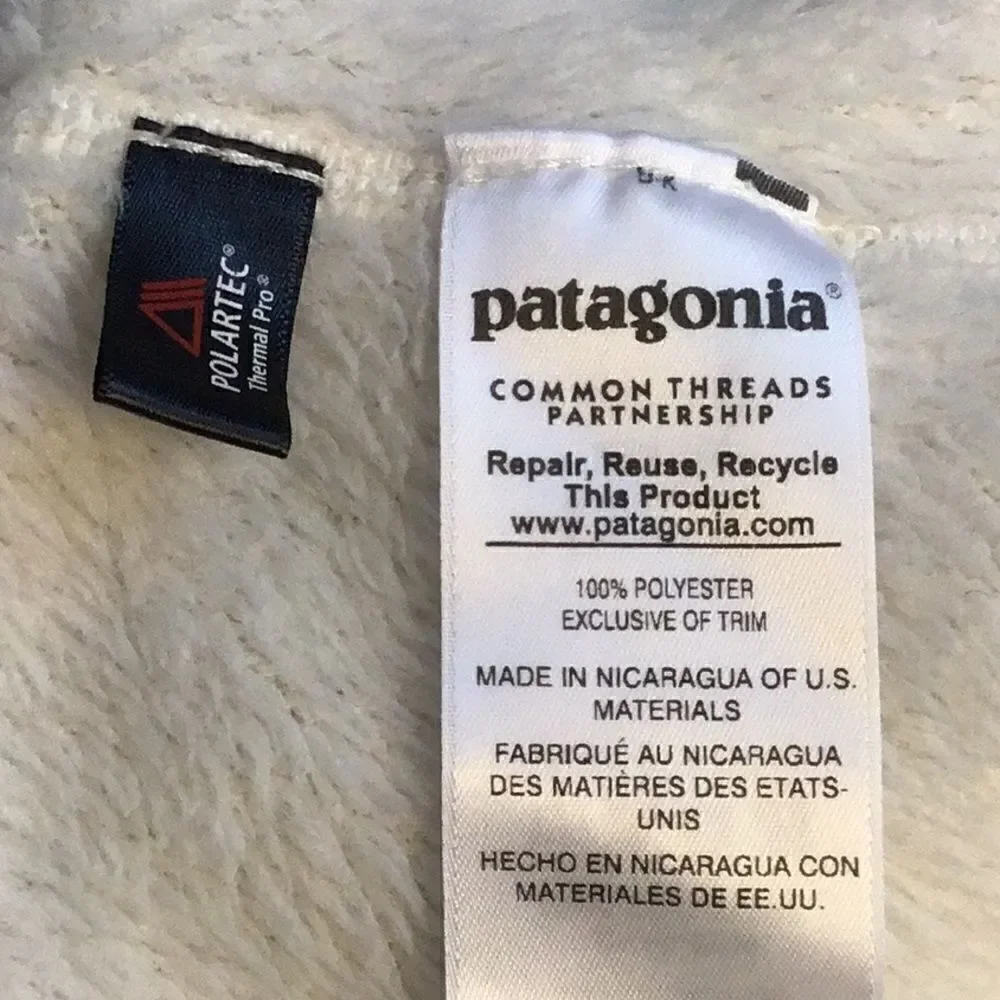 Patagonia RE-TOOL White Cream Quarter Snap Fleece Polartec Performance Pullover - Picture 15 of 16